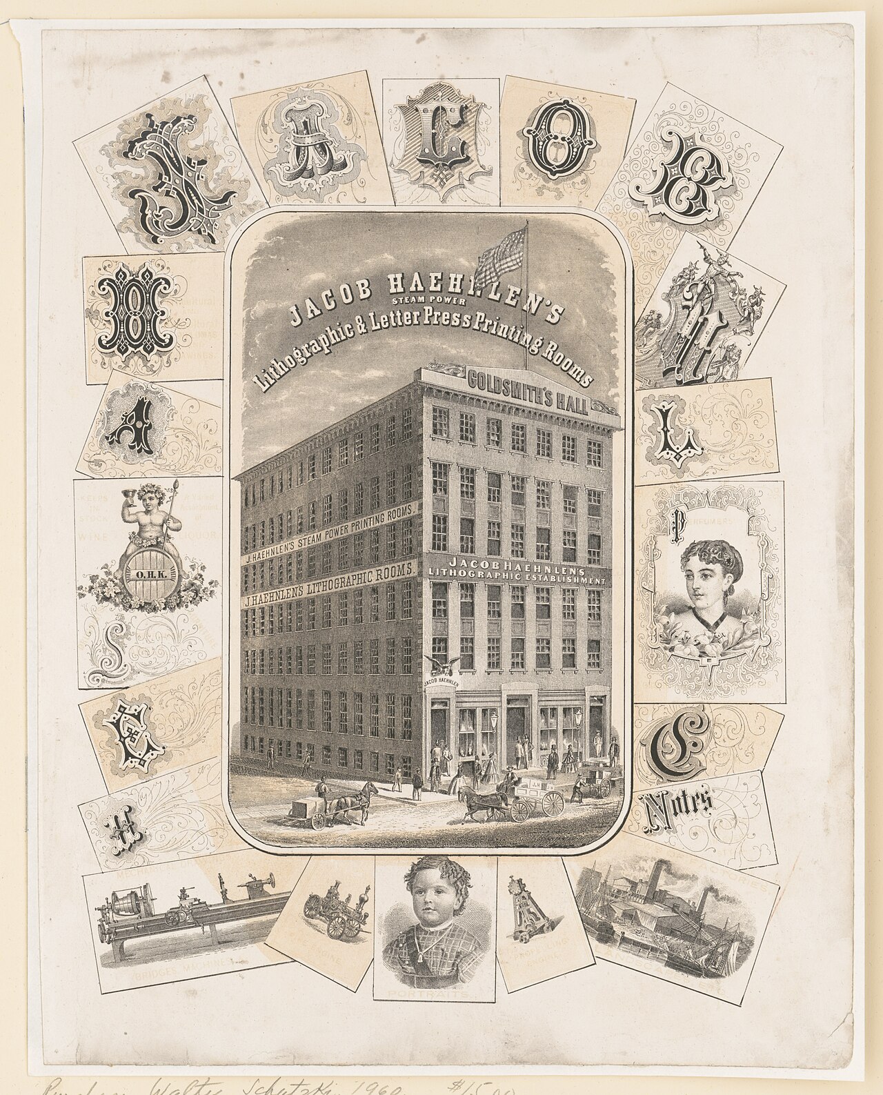 Historic lithographic and letterpress printing room showing large-scale print production equipment